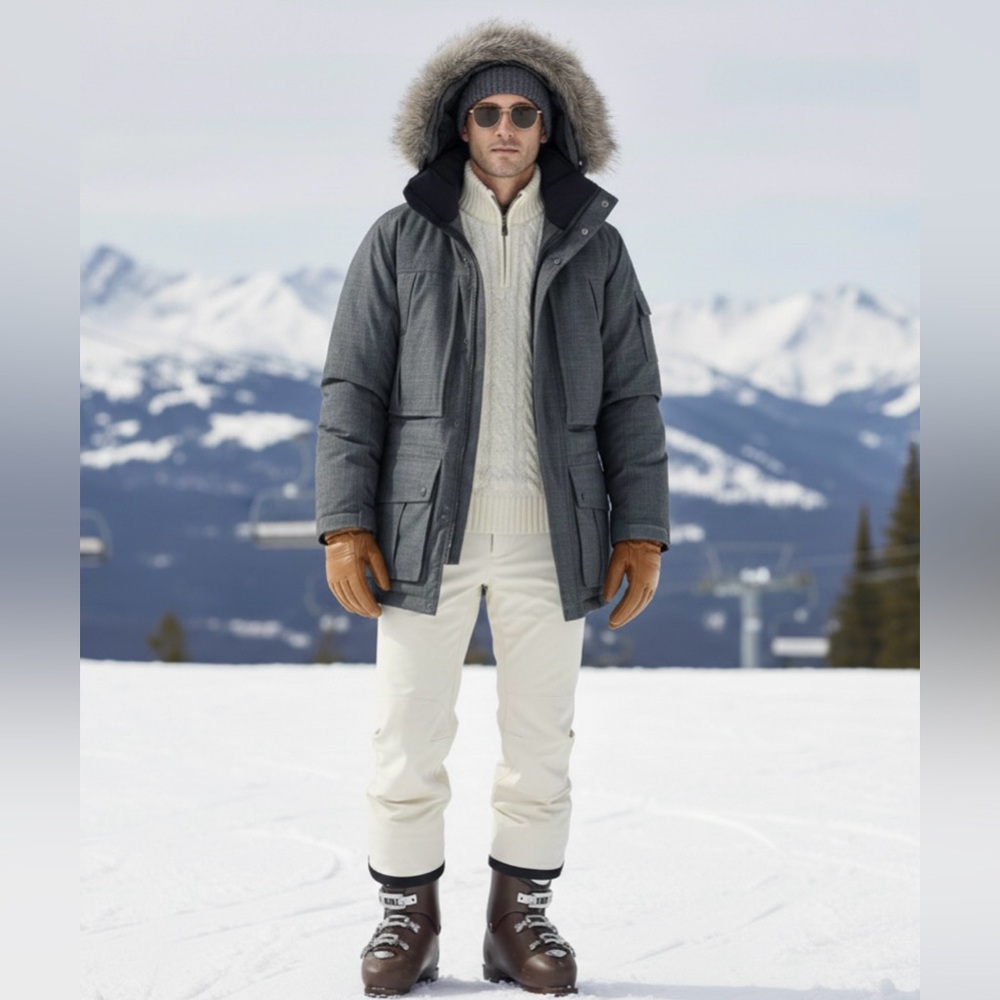 L.L Bean Baxter State Parka Goose Down Winter ski Jacket Coat Gray Medium 258980